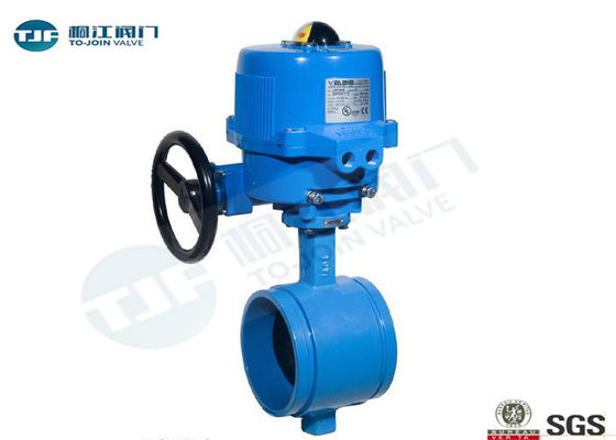 220V AC Electric Actuated Butterfly Valve , Viton Lined Grooved End Butterfly Valve