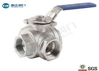 Threaded 3 Way Industrial Ball Valve ASTM A351-CF8M Type With Mounting Pad supplier