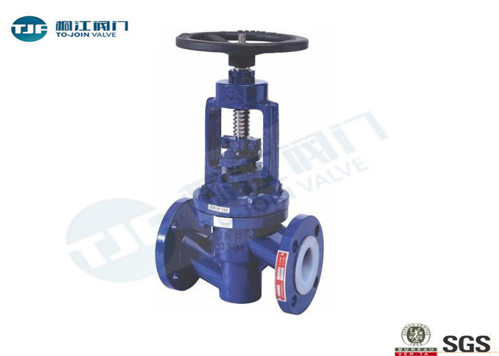 PTFE Lined Globe Stop Valve PN 1.6 Mpa WCB / CF8M Material Type Optional supplier